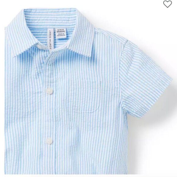 Janie and Jack 100049139 Baby Light Blue Striped Seersucker Bodysuit size 0-3 m - Picture 3 of 8